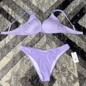34B Ribbed Longline Triangle Bikini Top